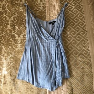 Blue & white striped romper